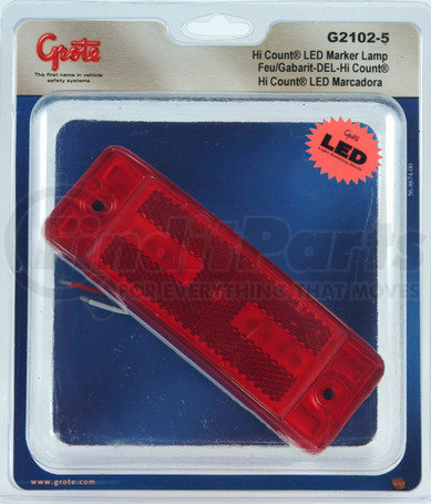 Grote G2102-5 CLR/MKR, RED, HICOUNTTM LED, TBII, RETAIL PK