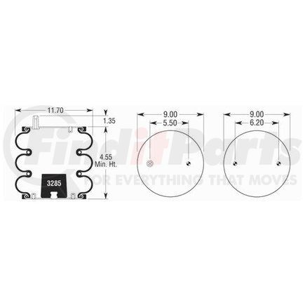 Firestone W013588008 Air Spring Triple Convoluted 38