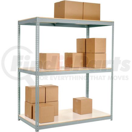 Global Industrial 504619GY Wide Span Rack 96"W x 36"D x 60"H With 3 Shelves Laminated Deck 800 Lb Cap Per Level - Gray