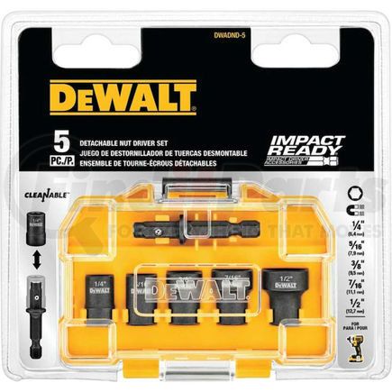 DEWALT DWADND-5 - ® impact ready cleanable nut driver, , 1/4", 5/16", 3/8", 5/pk