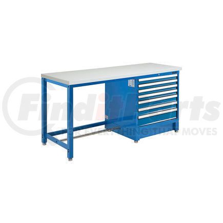 Global Industrial 711185 Global Industrial 72"W x 30"D Modular Workbench with 7 Drawers, ESD Laminate Square Edge, Blue