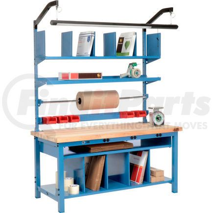 Global Industrial 244184B Global Industrial™ Complete Electric Packing Workbench Maple Butcher Block Square Edge 72 x 30