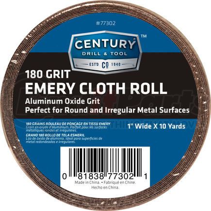 Century 77302 Century Drill 77302 Emery Cloth Shop Roll 10 Yards 1" Wide 180 Grit