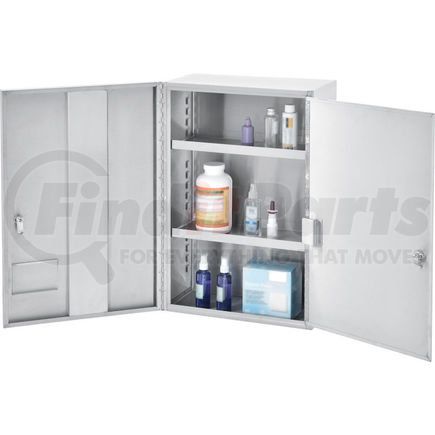 Global Industrial 436951SS Global Industrial&#8482; Stainless Steel Narcotics Cabinet W/Double Door/Double Lock, 16"Wx8"Dx24"H