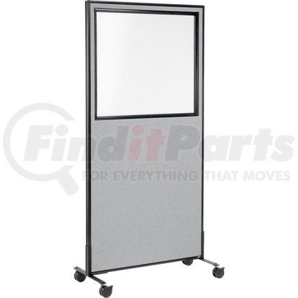 GLOBAL INDUSTRIAL 695787MWGY Interion&#174; Mobile Office Partition Panel with Partial Window, 24-1/4"W x 96"H, Gray