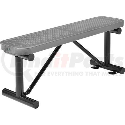 Global Industrial 695742GY Global Industrial&#8482; 4 ft. Outdoor Steel Flat Bench - Perforated Metal - Gray