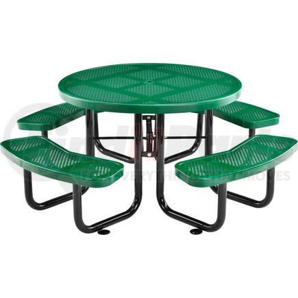 GLOBAL INDUSTRIAL 262078GN Global Industrial&#153; 46" Round Outdoor Steel Picnic Table, Perforated Metal, Green