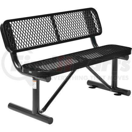 Global Industrial 695743BK Global Industrial&#8482; 4 ft. Outdoor Steel Bench with Backrest - Expanded Metal - Black