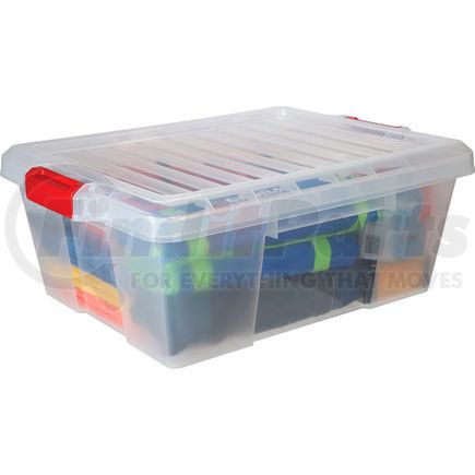 Global Industrial 493488CL Quantum Heavy-Duty Latch Container with Lid 21"Lx15-7/8"x7-3/4"H Clear Price Each