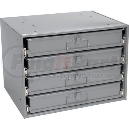 Global Industrial 493500 Durham Steel Compartment Box Rack Heavy Duty Bearing 20 x 15-3/4 x 15 with 4 of 24-Compartment Boxes