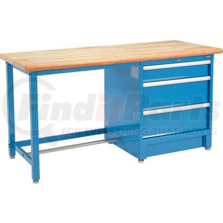 Global Industrial 711147 Global Industrial&#153; 72Wx30D Modular Workbench, 3 Drawers, Maple Butcher Block Safety Edge, Blue