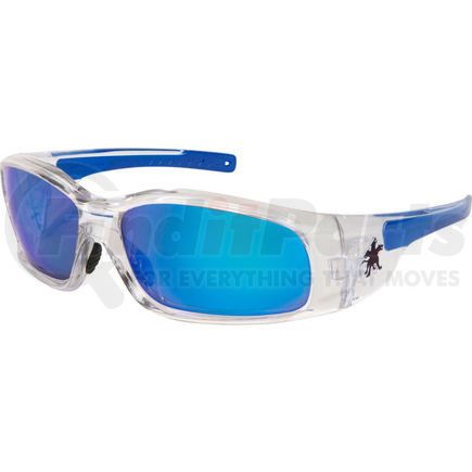 MCR Safety SR148B MCR Safety&#174; Swagger&#174; SR148B Safety Glasses SR1, Clear Frame, Black TPR Temples, Blue Lens