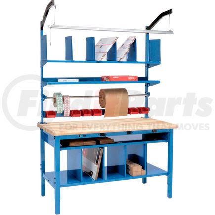 Global Industrial 412447B Complete Electric Packing Workbench Maple Butcher Block Safety Edge - 72 x 36