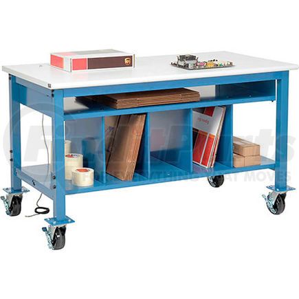 Global Industrial 412475A Mobile Packing Workbench ESD Safety Edge - 72 x 36 with Lower Shelf Kit