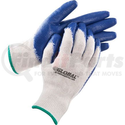 Global Industrial 708355M Global Industrial&#8482; Latex Coated String Knit Work Gloves, Natural/Blue, Medium, 1-Dozen