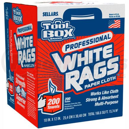 Sellars 58202 Toolbox&#174; Z400 White Rags, 200 Sheets/Box, 6 Boxes/Case 58202