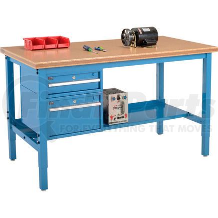 Global Industrial 319255BL Global Industrial&#153; 72 x 30 Production Workbench - Shop Top Safety Edge - Drawers & Shelf - Blue