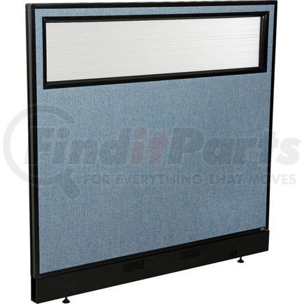 Global Industrial 694755WPBL Interion&#174; Office Partition Panel with Partial Window & Pass-Thru Cable, 48-1/4"W x 46"H, Blue