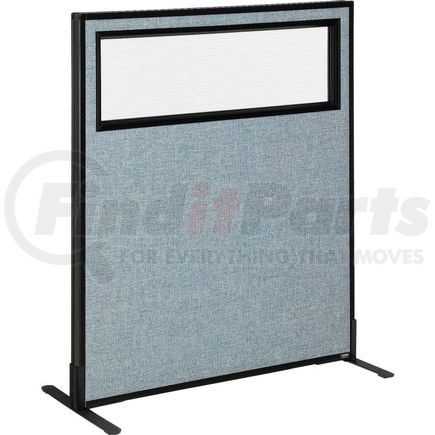 Global Industrial 694754WFBL Interion&#174; Freestanding Office Partition Panel with Partial Window, 36-1/4"W x 42"H, Blue