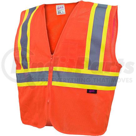 GSS Safety 1006-MD GSS Safety 1006 Standard Class 2 Two Tone Mesh Zipper Safety Vest, Orange, Medium