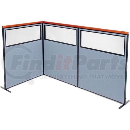 Global Industrial 695039BL Interion&#174; Deluxe Freestanding 3-Panel Corner Divider w/Partial Window 48-1/4"W x 61-1/2"H Blue