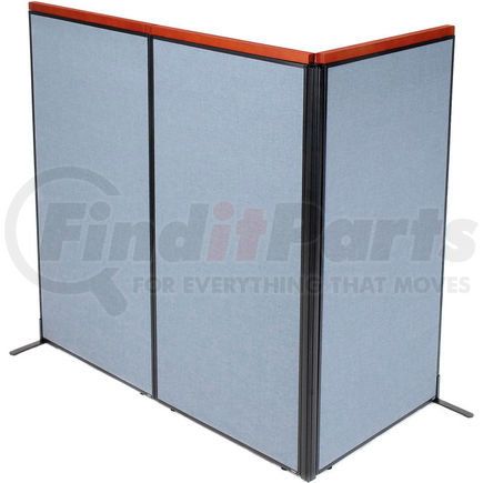 Global Industrial 695080BL Interion&#174; Deluxe Freestanding 3-Panel Corner Room Divider, 36-1/4"W x 73-1/2"H Panels, Blue