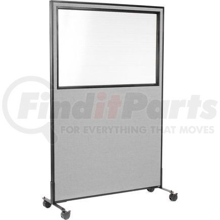 Global Industrial 694984MGY Interion&#174; Mobile Office Partition Panel with Partial Window, 48-1/4"W x 75"H, Gray