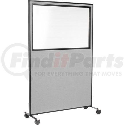 GLOBAL INDUSTRIAL 694984MGY Interion&#174; Mobile Office Partition Panel with Partial Window, 48-1/4"W x 75"H, Gray