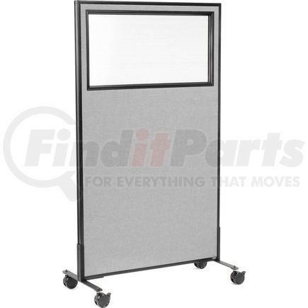 Global Industrial 694980MGY Interion&#174; Mobile Office Partition Panel with Partial Window, 36-1/4"W x 63"H, Gray