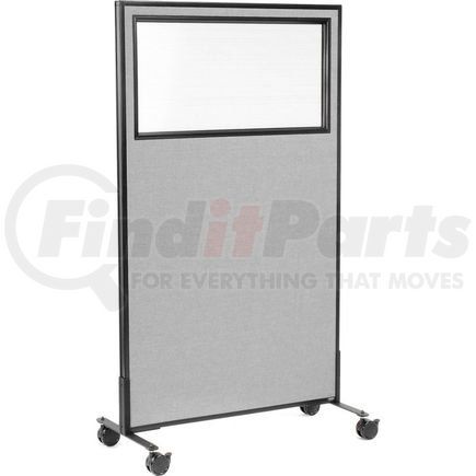 GLOBAL INDUSTRIAL 694980MGY Interion&#174; Mobile Office Partition Panel with Partial Window, 36-1/4"W x 63"H, Gray