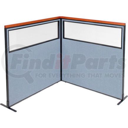 GLOBAL INDUSTRIAL 695099BL Interion&#174; Deluxe Freestanding 2-Panel Corner Divider w/Partial Window 60-1/4"W x 61-1/2"H Blue