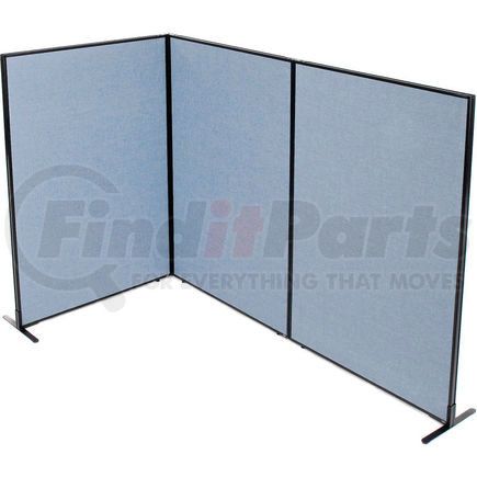 GLOBAL INDUSTRIAL 695054BL Interion&#174; Freestanding 3-Panel Corner Room Divider, 48-1/4"W x 72"H Panels, Blue