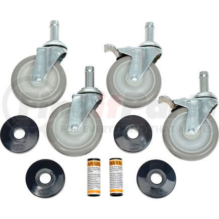 Global Industrial 241346D Nexel&#174; Stainless Steel Stem Casters - Set (4) 5" Polyurethane, (2) with Brakes 1200 Lb. Cap.