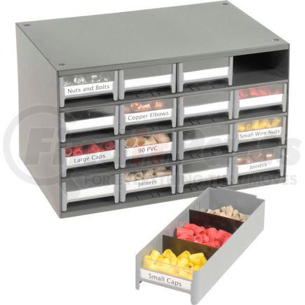 Akro Mils 19416 Akro-Mils Steel Small Parts Storage Cabinet 19416 - 17"W x 11"D x 11"H w/ 16 Gray Drawers