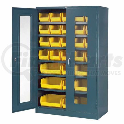 Global Industrial 239386 Global Industrial&#153; Locking Storage Cabinet Clear Door 48x24x78, 29 YL Bin, 6 Shelf Unassembled