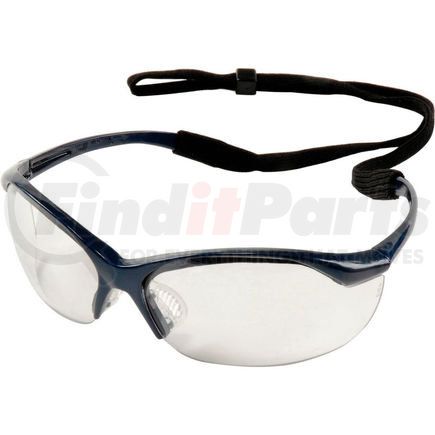 North Safety 11150905 Vapor Safety Eyewear - Clear Anti-Fog, Metallic Blue