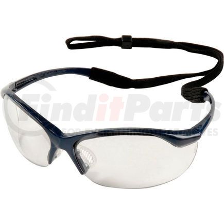 NORTH SAFETY 11150905 Vapor Safety Eyewear - Clear Anti-Fog, Metallic Blue