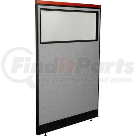 GLOBAL INDUSTRIAL 694736WPGY Interion&#174; Deluxe Office Partition Panel w/Partial Window & Pass-Thru Cable 48-1/4Wx77-1/2H GRY