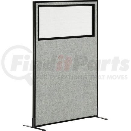 Global Industrial 694675WFGY Interion&#174; Freestanding Office Partition Panel with Partial Window, 36-1/4"W x 60"H, Gray