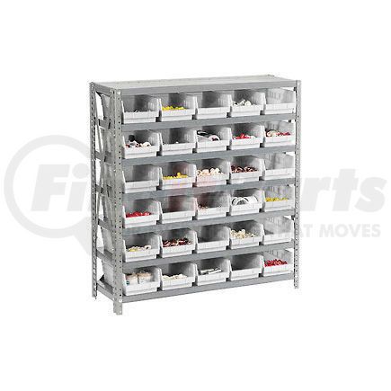 Global Industrial 603435WH Global Industrial&#153; Steel Shelving with 30 4"H Plastic Shelf Bins Ivory - 36x18x39-7 Shelves