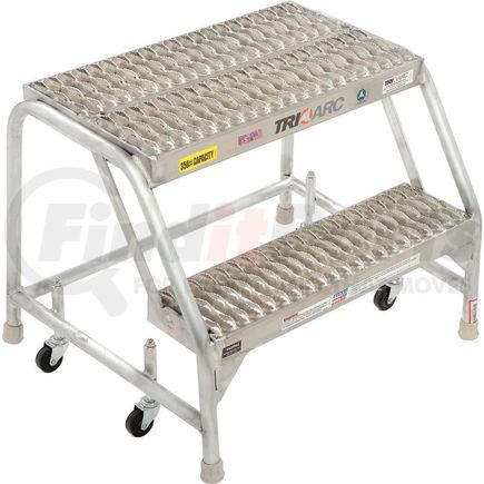 Tri-Arc WLAR002245 2 Step Aluminum Rolling Ladder, 24"W Grip Step, W/O Handrails - WLAR002245