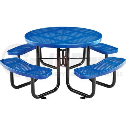 Global Industrial 262078Bl Global Industrial&#153; 46" Round Outdoor Steel Picnic Table, Perforated Metal, Blue