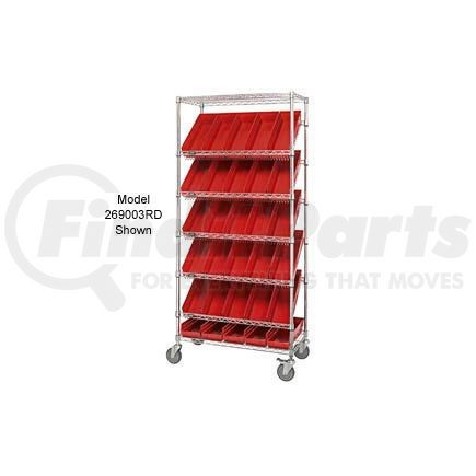 Global Industrial 269005RD Global Industrial&#153; Easy Access Slant Shelf Chrome Wire Cart, 18 4"H Shelf Bins Red, 36Lx18Wx74H