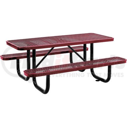 Global Industrial 277152RD Global Industrial&#153; 6 ft. Rectangular Outdoor Steel Picnic Table, Expanded Metal, Red