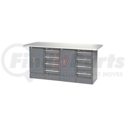 Global Industrial 253772 Global Industrial&#153; 72"W x 24"D Plastic Top 8 Drawer/2 Cabinet Workbench