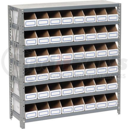 Global Industrial 235017 Global Industrial&#153; Steel Open Shelving W/ 48 Corrugated Shelf Bins, 7 Shelves, 36" x 18" x 39"