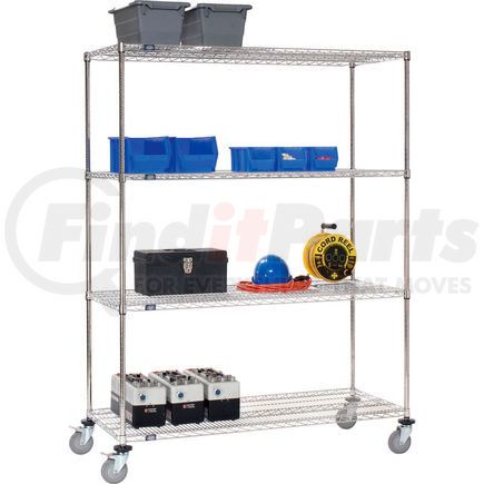 Global Industrial 189404AB Nexel&#174; Stainless Steel Wire Shelf Truck 36x24x69 1200 Lb. Cap. with Brakes