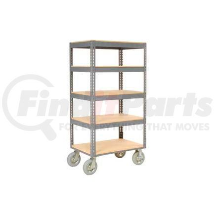 Global Industrial 983117 Global Industrial™ Easy Adjust Boltless 5 Shelf Truck 60x24 W/ Wood Shelves, Pneumatic Casters