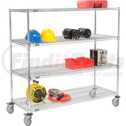 Global Industrial 580556AB Nexel&#174; E-Z Adjust Wire Shelf Truck 60x24x60 1200 Pound Capacity with Brakes