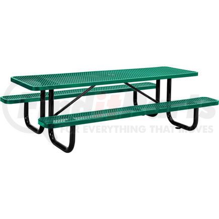 GLOBAL INDUSTRIAL 277153GN Global Industrial&#153; 8 ft. Rectangular Outdoor Steel Picnic Table, Expanded Metal, Green